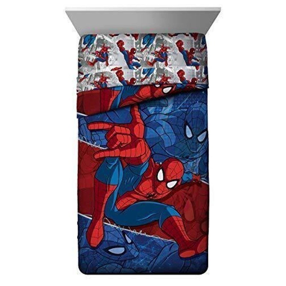 Marvel Spiderman Burst Twin Comforter - Super Soft Kids Reversible Bedding fe...